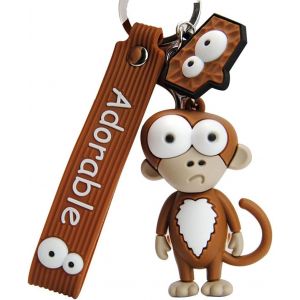 Brun Singe Garçons Filles Hommes Femmes Créatives Nouveauté Laid Gros Peu Les Yeux Drôle Mou De Tpu Caoutchouc De Silicone Animaux De Zoo Pendentif Bracelet Keychain Porte-Clés Porte Clip - Neuf