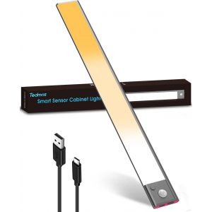 Meimie-Lampe Cuisine Sous Meuble Détecteur De Mouvement, 40 Cm Dimmable 3600mah Reglette Led Rechargeable Usb Magnetique Barre Led Placard Sans Fil A Pile Bande Lumineuse Capteur Mouvement Pour Armoire, Noir - Neuf