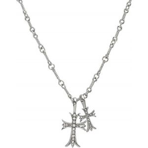 Kal-Collier Croix Pour Homme, Collier Pendentif Croix Avec Cha&icirc;ne, Bijoux Chr&eacute;tiens En Strass Pour Homme/Femme, Cadeau D'anniversaire/No&euml;l/P&acirc;ques/Merci, Argent, Acier Titane + Alliage - Neuf