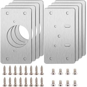 8 Pi&egrave;ces Plaques de R&eacute;paration de Charni&egrave;re Armoire, R&eacute;paration de Plaques en Acier inoxydable, Plaque de R&eacute;paration de Charni&egrave;re D'armoire avec Trou, Pour Meuble, Tiroir, Fen&ecirc;tre avec Tournevis - Neuf