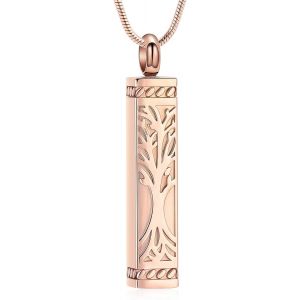 Trahoo-Cylindre Bijoux Crémation Arbre De Vie Urne Cendres Collier Pour Les Femmes Hommes Flacon Crémation Cendres Pendentif Bien-Aimé Bijoux Mémorial - Neuf