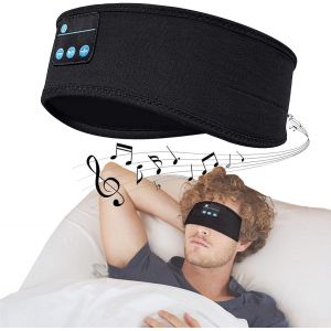 JEXNOVASHOP-Casque de sommeil Bluetooth sans fil avec haut-parleurs st&eacute;r&eacute;o HD int&eacute;gr&eacute;s, bandeau super doux pour le sommeil lat&eacute;ral, le sport, le yoga, le fitness, la relaxation, noir - Neuf