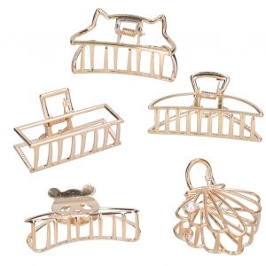 Pince A Cheveux En Metal, Style Temperament, Perle Creuse Doree, Antiderapante, Accessoires Pour Cheveux Enroules - Neuf