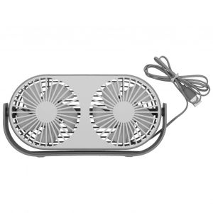 HJLIAN Mini ventilateur de bureau portable a double tete, chargement USB, pour la maison, le bureau ou le dortoir, gris et blanc - Neuf