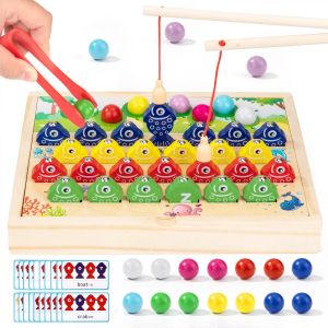 KAL-Jouet Montessori De Pêche En Bois Magnétique, 2 En 1 Jouet Enfant Educatif À Motricité Fine Apprendre À Compter Et Les Couleurs Cadeau Garçons Filles Bébés 2 3 4 Ans - Neuf