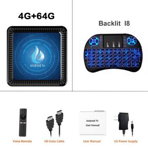 Android 14 Smart TV Box Q17 H313 prise en charge 2.4G et 5G double Wifi 4K 8K vidéo BT5.4 Google Assistant vocal Netflix YouTube lecteur multimédia,Clavier 4G 64G, prise UE - Neuf