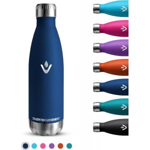 Gourde Isotherme, 500ml Gourde Enfant, Gourde Sport Anti-Fuite, Gourde Inox Sans Bpa, Facile &Agrave; Transporter, Bouteille Isotherme,, Bouteille D'eau Pour Running, &Eacute;cole, Bureau, Bleu Fonc&eacute; - Neuf