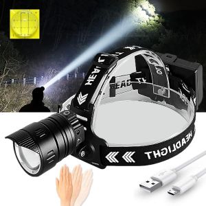 Lampe Frontale Led Ultra Puissante 10000 Lumens Lampe Frontale Rechargeable Xhp90.2 Avec Capteur De Mouvement, Ipx5 &Eacute;tanche, 3 Modes Torche Frontale Pour Camping, Chasse, P&ecirc;che, Randonn&eacute;e - Neuf