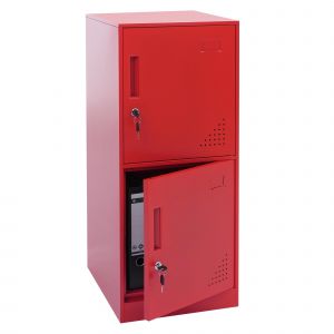 Armoire &agrave; casiers HWC-P63, armoire &agrave; casiers s&eacute;curis&eacute;s, armoire &agrave; casiers 2 portes, 90 x 38 x 45 cm, acierrouge - Neuf