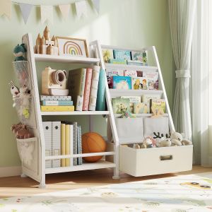 SUBZONAL-Bibliotheque Etagere Rangement pour Enfant: Montessori Biblioth&egrave;que &agrave; 3 Niveaux avec Tiroir - &Eacute;tag&egrave;re pour Jouets et Livres pour Chambre - Neuf