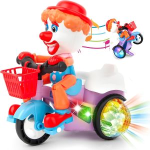 Ulteronixshop-Moto jouet pour enfants avec lumi&egrave;res sons mouvement Melodie Impenna Gira &agrave; 360&deg; fa cascades p&eacute;daler se d&eacute;place flambant tricycle avec clown Stuntman v&eacute;lo moto enfance interactive jouer - Neuf