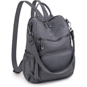 KALANKA-Femme Sac porté Dos Anti-Vol Sac à Main porté épaule Glands Multi Compartiment PU Cuir lavé - Neuf