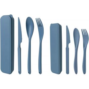 Kalanka-Grande Taille Couvert Pique Nique, 2 Ensemble De Couverts De Camping, Couvert Plastique Reutilisable, Pour Le Travail, Voyage L'&eacute;cole Le Pique-Nique Le Camping Ou Une Utilisation Quotidienne - Neuf