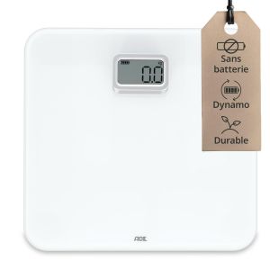 Balance Pese Personne Numérique | Sans Piles Avec Dynamo | Écologique Et Durable | Pèse-Personne En Verre Écologique | Jusqu'à 150 Kg - Neuf