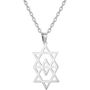 Kal-Collier Étoile De David Pour Femme En Acier Inoxydable Avec Pendentif Hexagonal Juif Classique Avec Pendentif Croix Isael Jewelry Amulette Religieus - Neuf