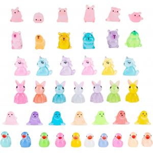MEVRONISSHOP-42Pcs Mini Animaux en R&eacute;sine, Minuscules Animaux en Plastique Lumineux, Capybara, Canard, Porcelet, Licorne, Lapin, Lion de Mer, Mini Paysage pour Maison de Poup&eacute;e, Aquarium et Jardin - Neuf