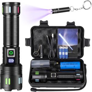DOOL-Lampe Torche Led Ultra Puissante 500000 Lumens,Lampe De Poche Rechargeable Usb-C,Lampe Torche Haute Puissance Longue Portée 5 Modes Zoomable Torches Ipx7 Pour Camping Randonnée Urgences - Neuf