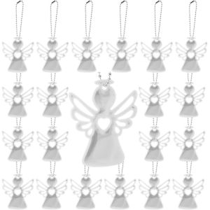 Kal-Lot De 20 Pendentifs Réfléchissants En Forme D'ange Gardien, Porte-Clés D'ange, Ange Gardien, Porte-Clés, Porte-Clé, Porte-Clé, Porte-Clé Pour La Rentrée Scolaire, Blanc Argenté., M - Neuf