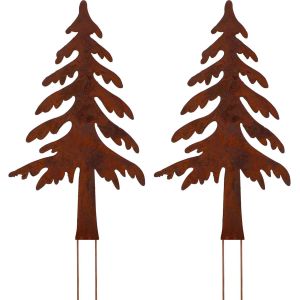 Arbres pour pots de fleurs - Décoration de jardin en métal - 30 cm - Patine rouille naturelle - Neuf