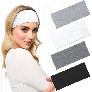 Bandeau Cheveux Femme, 4 Pi&egrave;ces Bandeaux Pour Cheveux Elastique Antid&eacute;rapant Bandeaux Mode Pour Femmes Headband Accessoire Cheveux Sport Yoga Course&iquest;Noir Blanc Gris Gris Fonc&eacute;&iquest; - Neuf