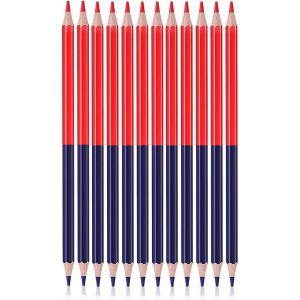 Kalanka-12 Pcs Crayon Rouge Et Bleu,Double T&ecirc;te &Eacute;cole Dessin Crayon Crayons De Couleur &Agrave; Double Extr&eacute;mit&eacute; Pour Dessin Coloration De Carte, Marquage, Fournitures De Notation De Test - Neuf