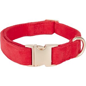 Eryi-Collier Pour Chien Ultra Doux En Velours Côtelé Naturel Fabriqué Pour Chiens De Taille Moyenne À Peau Sensible, Rouge - Neuf