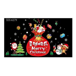 Décoration de Noël Faux Autocollants de Fenêtre Père Noël Décoration Murale 45x60cm - Neuf