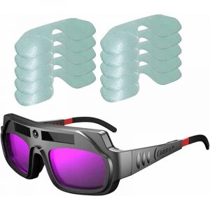 Lunettes de Soudage à Assombrissement Automatique Lunettes de Soudeur à Grande vue Anti-Rayures pour Coupe au Plasma avec Lentilles de 10 PièCes - Neuf