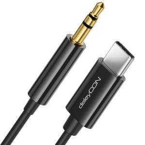 2m USB-C to 3.5mm Jack AUX Audio Cable Compatible with Apple Samsung Google Huawei Xiaomi Smartphone Mobile Phone Tablet Car Headphone Jack-Black - Neuf