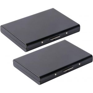 Porte-Carte de Crédit/Visite / Porte Monnaie/RFID Lutte Contre Criminel de Scanning - Cool Etui de Carte de Visite Slim Métal- Porte-Carte de vsite,Noir-Lot de 2 - Neuf