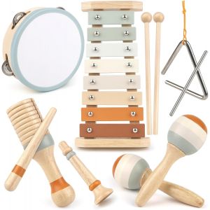 JGD-Jouet Bebe, Instrument de Musique Enfant, Batterie Xylophone Bebe Instrument, Jouet en Bois, Montessori Jouet en Bois Jouet, Enfant Cadeau Fille Gar&ccedil;ons 3 4 5 Ans - Neuf