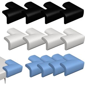 Set Of 12 Baby Corner Protectors For Babies &iquest; Self-Adhesive Table Protectors &iquest; Shock Protection For Babies And Children &iquest; White/Black/Sky Blue - Neuf