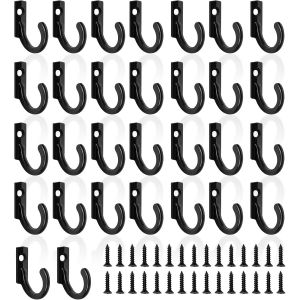 30PCS Crochet Mural a Visser, Noir Crochets Muraux, Crochet &agrave; Visser en Alliage de Zinc, R&eacute;tro Pat&egrave;re Porte Manteau pour Porte Manteau Salle de Bain Cuisine - Neuf