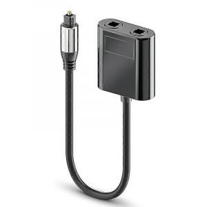 Répartiteur de câble à fibre optique 2 en 1 pour Toslink Coverter Connecteurs plaqués or 24K pour amplificateur de barre de son PS5 DVD Digital TV - Neuf