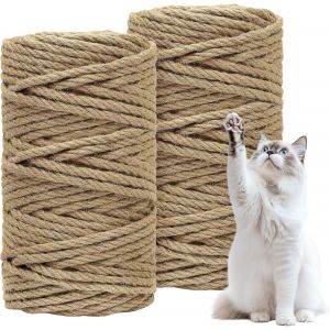 Corde Arbre &Agrave; Chat, 8 Mm X 50 M Corde &Agrave; Grattoir Chat Sisal Naturelle, Corde D'&eacute;p&eacute;e D'arbre De Chat Pour Le Tapis De Grattage De Chat - Neuf