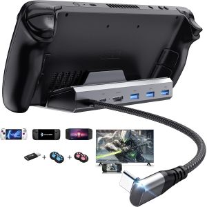 Station d'accueil USB 5 en 1 avec HDMI 2.0 4K @ 60 Hz, 3 ports USB 3.0, USB-C 100 W, accessoires de pont vapeur pour valve Steam Deck/Rog Ally/Switch/Lenovo Legion Go - Neuf