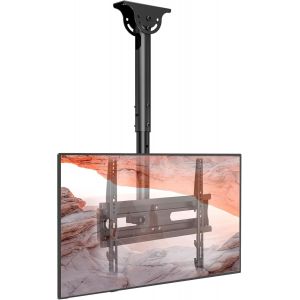 VornixorSarlshop-Support TV Plafond pour T&eacute;l&eacute;viseurs LCD LED Plats/Incurv&eacute; de 26 &agrave; 65 Pouces, VESA jusqu'&agrave; 400&times;400mm Charge 45 kg, Inclinaison &agrave; 20&deg; et Rotation &agrave; 360&deg;, Support Mural TV - Neuf