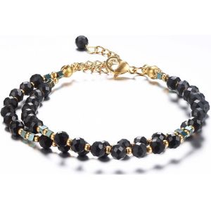 Eryi-Bracelet Femmes Pierre Naturelle Cristal Bracelet Acier Inoxydable Femme Réglable Or Perles Bracelet Bohème En Cristal Bracelet Pour Femme Cadeau - Neuf
