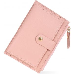 KALANKA-Portefeuille Femme Cuir, Porte Monnaie Mini Porte Cartes, avec Fermeture éclair, avec 6 Emplacements de Carte, éclair Poche à Monnaie, Porte Carte de Credit Cuir, 14 * 9 * 0.5cm (Rose) - Neuf