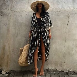 Kimono Élégant Et Long, Ouvert Sur Le Devant, Pour Couvrir Votre Maillot De Bain, Teinture Par Nouage, Pour Femme - Neuf