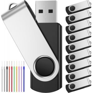 10 Pièce Clés USB 4 Go Rotatif Clef USB 4Go Lot de 10 Pen Drives Mémoire Stick Pas Cher Noir Cle USB USB 2.0 Flash Drive avec Cordes by - Neuf