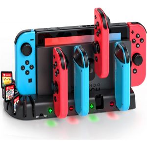 Chargeur Joy-Con pour Nintendo Switch/Switch OLED, Station de Charge USB pour Manette Nintendo Switch avec 8 Emplacements de Jeu et Indicateur LED - Neuf