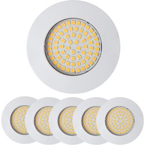 KAL-Lot De 6 Spots Led Encastrables Ultra Plats 400 Lumens 3,5 W 230 V Blanc Mat Blanc Chaud - Neuf