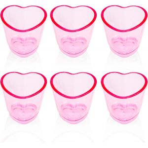 Ytfhg-Lot De 6 Verres À Shot C?ur Plastique, Rose Soju Verre Pour Anniversaire Et Saint-Valentin, 45 Ml Petit Verre À Liqueur Reutilisable Pour Chariot De Bar - Neuf