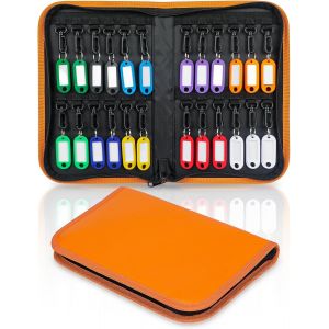 Utigh-Étui De Rangement À Fermeture Éclair Étanche Et Ignifuge Orange Avec 24 Crochets Et Étiquettes Pour Bureaux, Agences Immobilières, Hôtels Et Gestion Locative (Orange) - Neuf