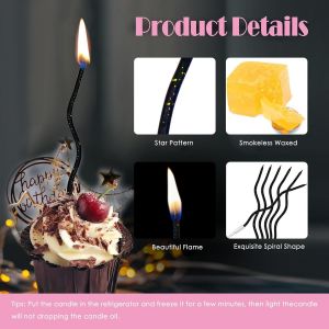12 Bougies Longues Anniversaire, Bougies De Gâteau D'anniversaire En Spirale, Bougies De Cupcake Fines, Bougies Métalliques Avec Support Pour La Décoration De Fête De Mariage[Z4699] - Neuf
