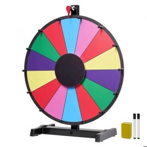 Roue de Loterie 457,2 mm-Duoku-Roue Rotative sur Table &agrave; 14 Sections-Roulette Effa&ccedil;able &agrave; Sec et 2 Marqueurs-6 Couleurs - Neuf