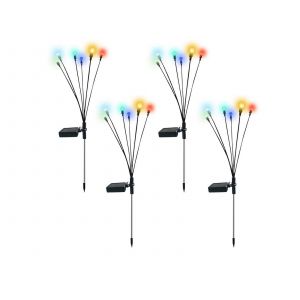 Lot de 4 lampes solaires &agrave; piquet en forme de luciole, multicolores, pour d&eacute;coration ext&eacute;rieure - Neuf