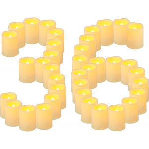 ERSHI-Lot de 36 bougies votives LED sans flamme vacillantes à piles de 5 cm, fausses bougies chauffe-plat à LED, bougies chauffe-p[1921] - Neuf
