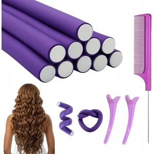 KAL-Bigoudis Cheveux, 10 Pièces Boucles Flexibles Rouleaux, Morceaux Boucle Sans Chaleur, Rouleaux De Cheveux En Mousse Torsadée, Bricolage Outils De Coiffure, Pour Boucles Frises Diy Styling Filles - Neuf